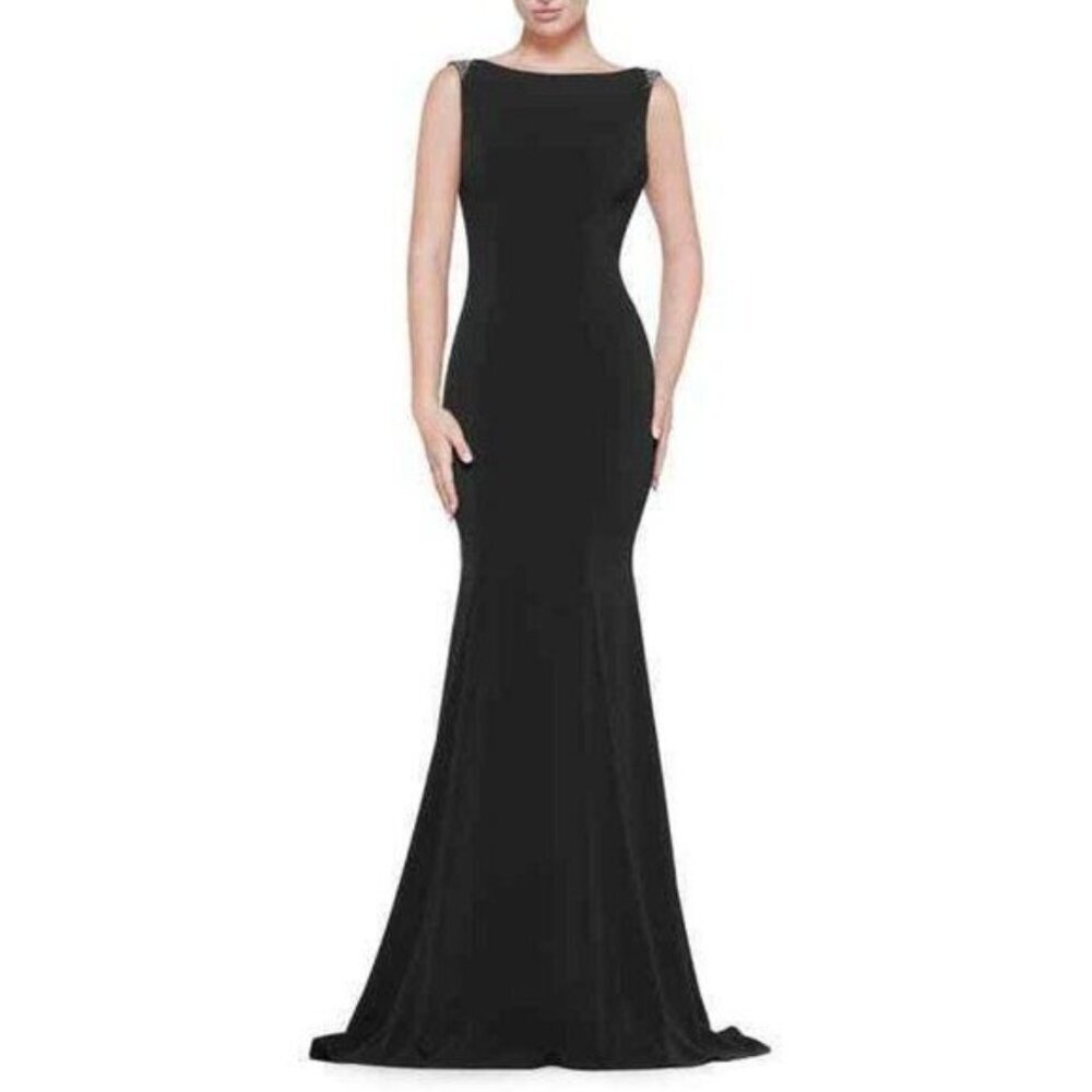 MARSONI BY COLORS Crystal Trim Crepe Trumpet Black SZ 2 NEW - Picture 4 of 4